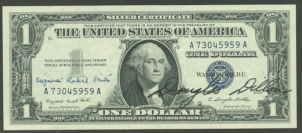 Fr.1620, 1957A $1 Silver Certificate, Double Autograph: Smith-Dillon